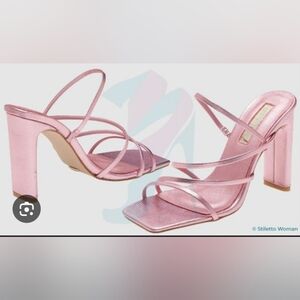 BILLINI CASS SQUARE OPEN TOE HEELS WOMAN'S SIZE 10 PINK SCALE  SANDAL STRAPY NIB